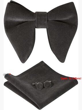 Pre-Tied Velvet Bow Tie Set with Cufflinks and Pocket Square